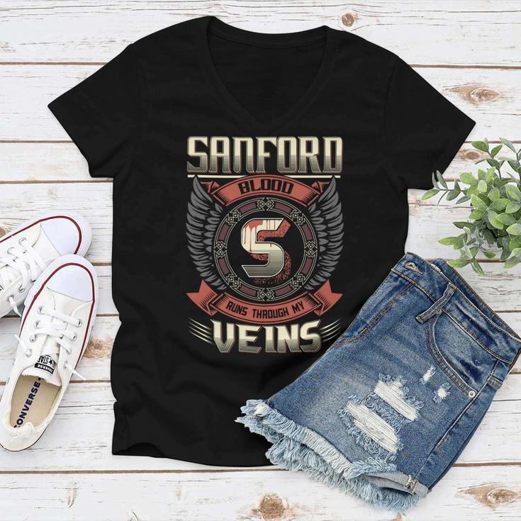 Sanford Blood Run Through My Veins Name V5 Women V-Neck T-Shirt