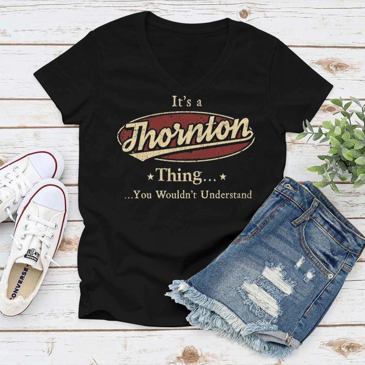 Thornton Shirt Personalized Name GiftsShirt Name Print T Shirts Shirts With Name Thornton Women V-Neck T-Shirt