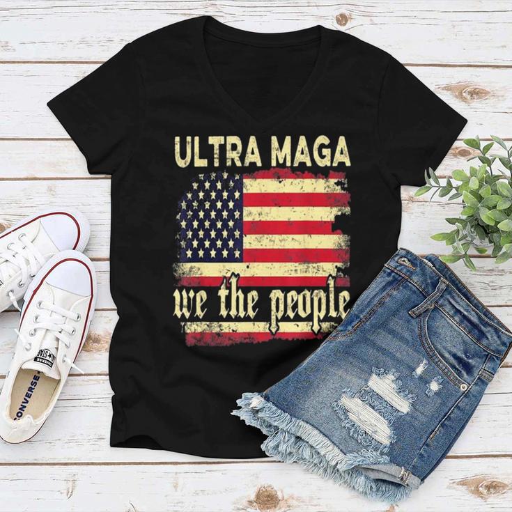 Ultra Maga We The People Vintage Women V-Neck T-Shirt