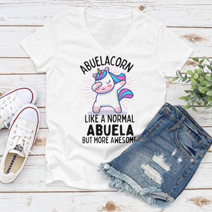 Abuelacorn Funny Unicorn Dabbing Gift Like A Normal Abuela But More Awesome Women V-Neck T-Shirt