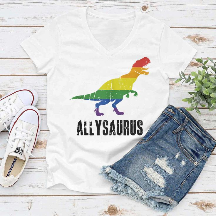 Allysaurus Ally Pride Gay Pride Lgbt Allysaurus Women V-Neck T-Shirt