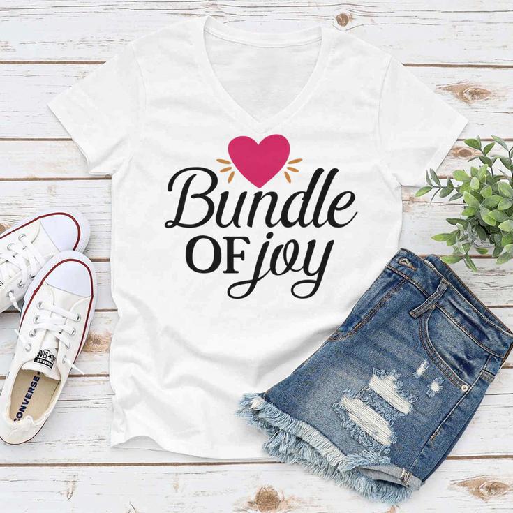 Baby Shower Text Design Bundle Of Joy Heart Women V-Neck T-Shirt