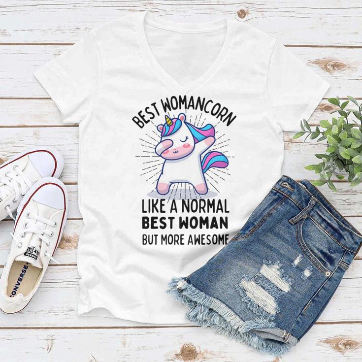 Best Womancorn Funny Unicorn Dabbing Gift Like A Normal Best Woman But More Awesome Women V-Neck T-Shirt