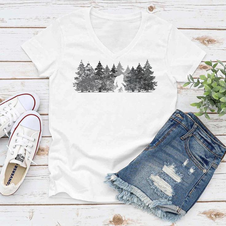 Bigfoot In The Forest Women V-Neck T-Shirt