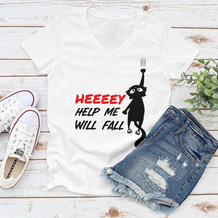 Black Cat Sayes Hey Cat Sayes Hey Women V-Neck T-Shirt