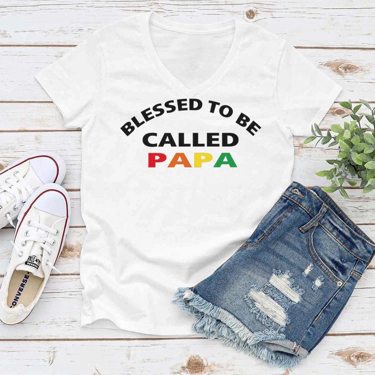 Blessed To Be Called Papa Sticker Women V-Neck T-Shirt