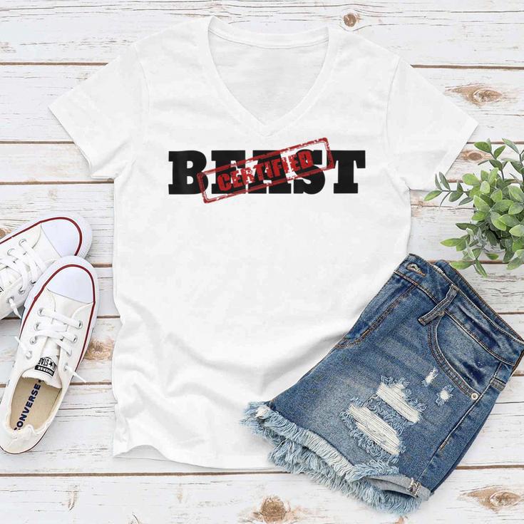 Certified Beast Athletic Workout Fitness 486 Trending Shirt Women V-Neck T-Shirt