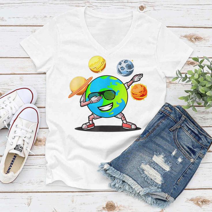 Dabbing Earth Day Women V-Neck T-Shirt