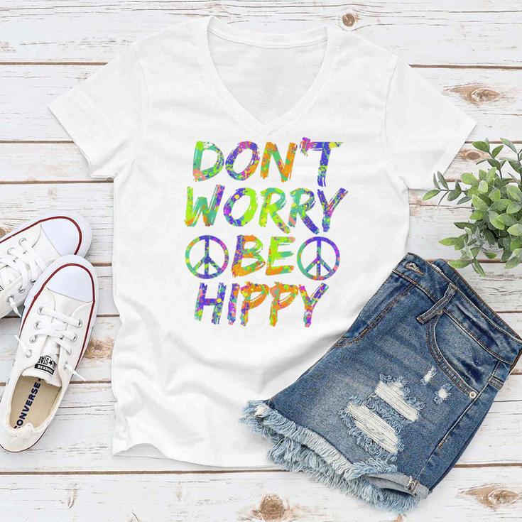 Donut Worry Be Happy Women V-Neck T-Shirt