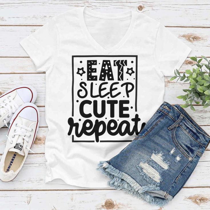 Eat Sleep Cute Repeat Graphic Design For Babys Women V-Neck T-Shirt