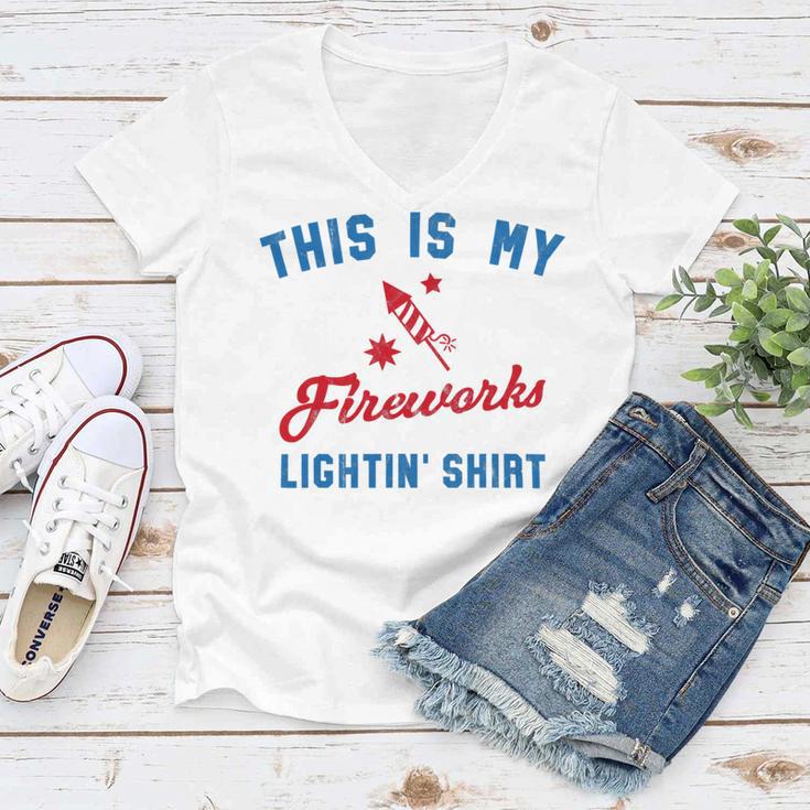 Fourth Of July My Fireworks Vintage 749 Shirt Women V-Neck T-Shirt