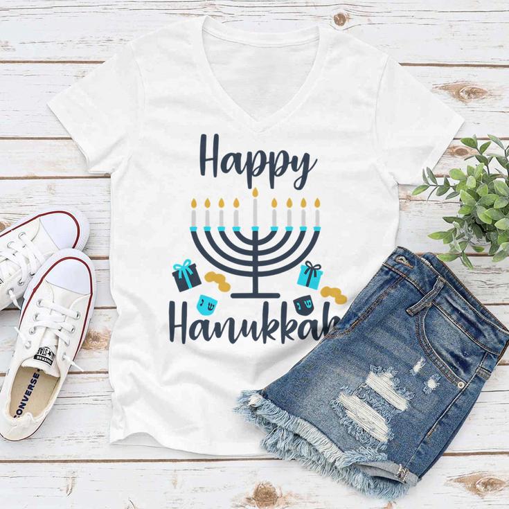 Happy Hanukkah Chanukah Pajama 893 Shirt Women V-Neck T-Shirt