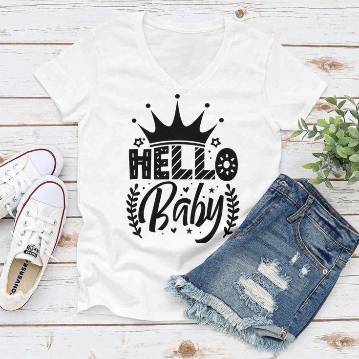 Hello Baby Graphic Design For New Coming Babys Women V-Neck T-Shirt