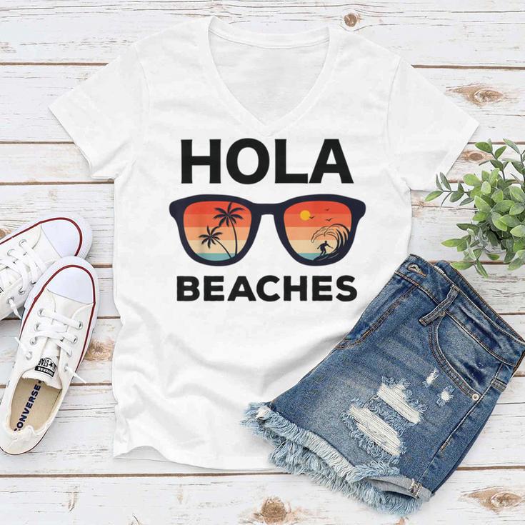 Hola Beaches Funny V2 Women V-Neck T-Shirt