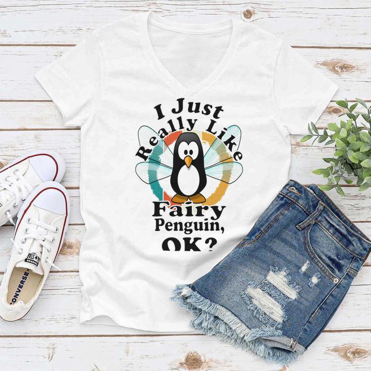 I Really Like Fairy Penguin Ok Women V-Neck T-Shirt