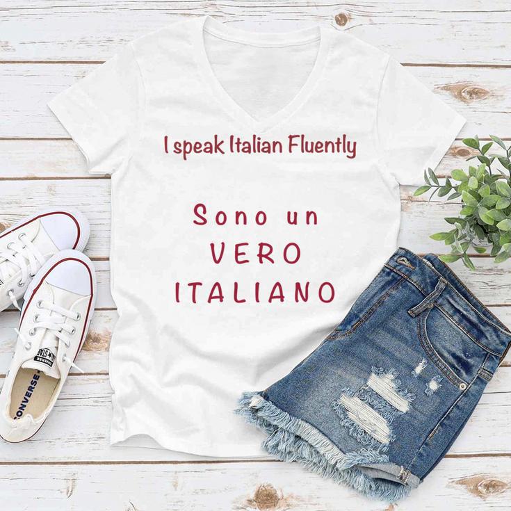 I Speak Italian Fluentlylanguage Italian Women V-Neck T-Shirt