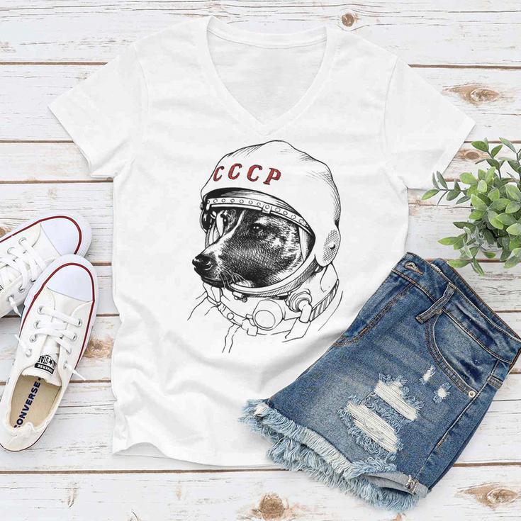 Laika Space Traveler Women V-Neck T-Shirt