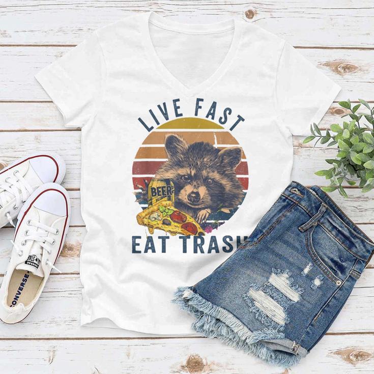 Live Fast Eat Trash 789 Shirt Women V-Neck T-Shirt