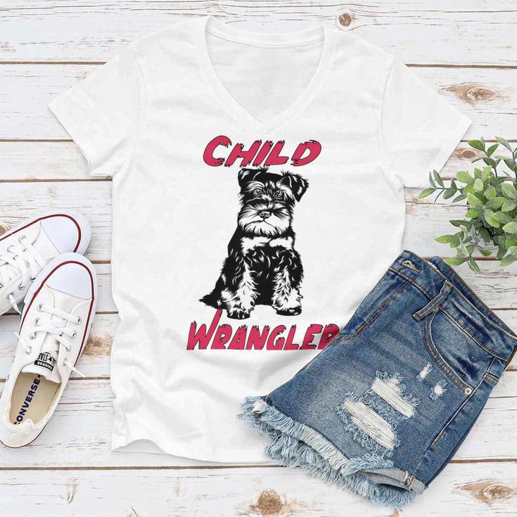 Miniature Schnauzer At Home Child Wrangler Multi Tasking Dog Women V-Neck T-Shirt