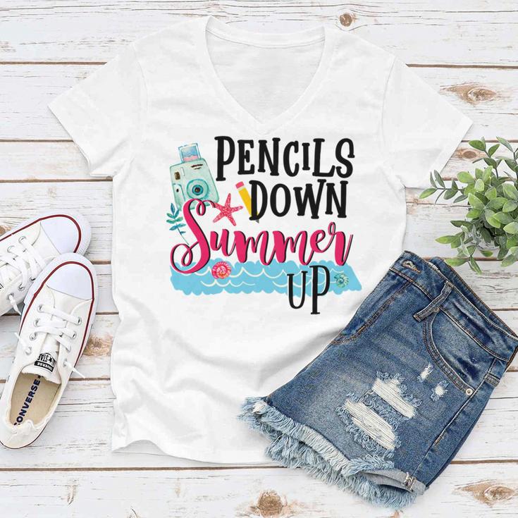 Pencils Down Summer Up Women V-Neck T-Shirt