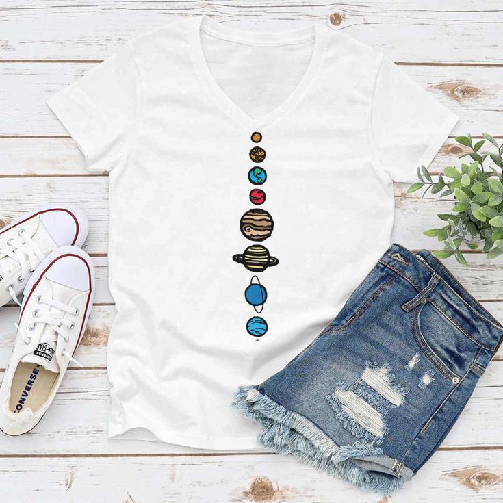 Planets Colour Women V-Neck T-Shirt