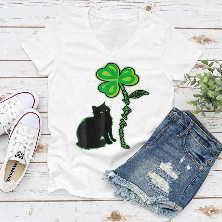 St Patricks Day Black Cat My Lucky Charm Women V-Neck T-Shirt