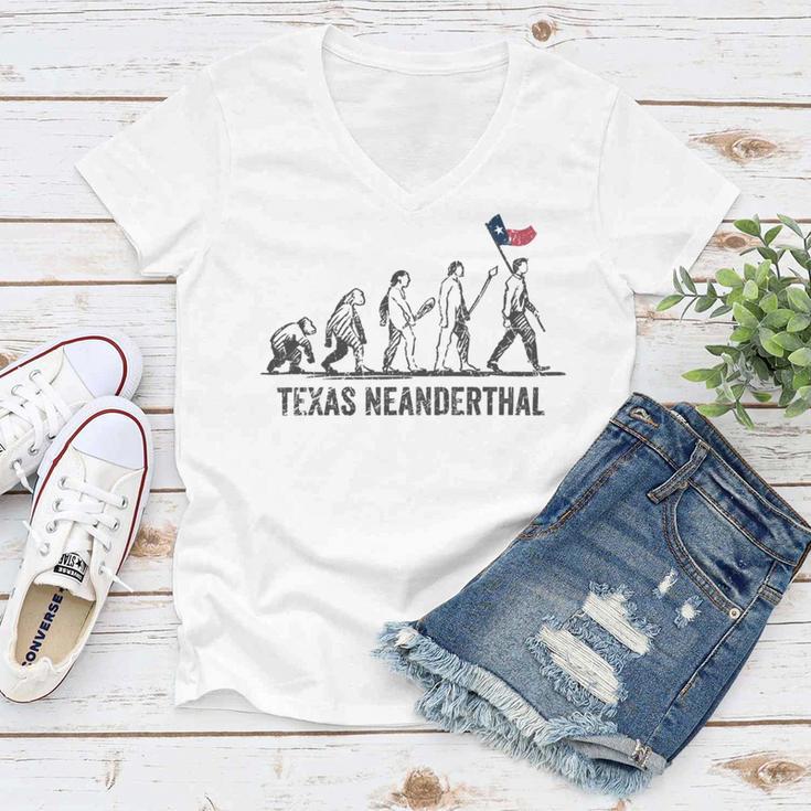 Texas Neanderthal Thinking Women V-Neck T-Shirt