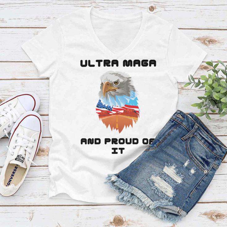 Ultra Mega And Proud Of It Pro Trump Patriotic Republican Women V-Neck T-Shirt