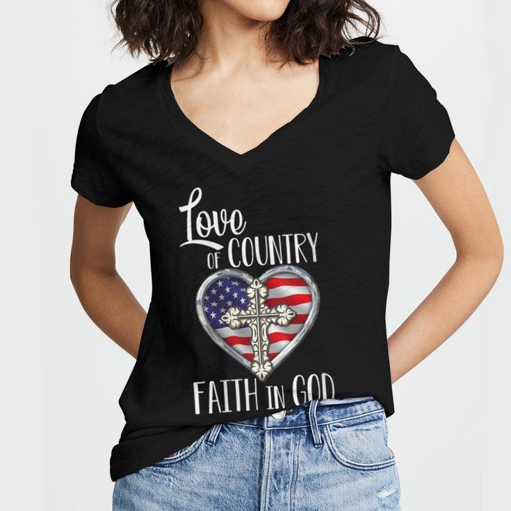 God Heart Cross Women V-Neck T-Shirt 