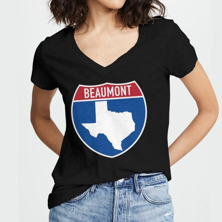 Beaumont Texas Tx Interstate Highway Vacation Souvenir Women V-Neck T-Shirt