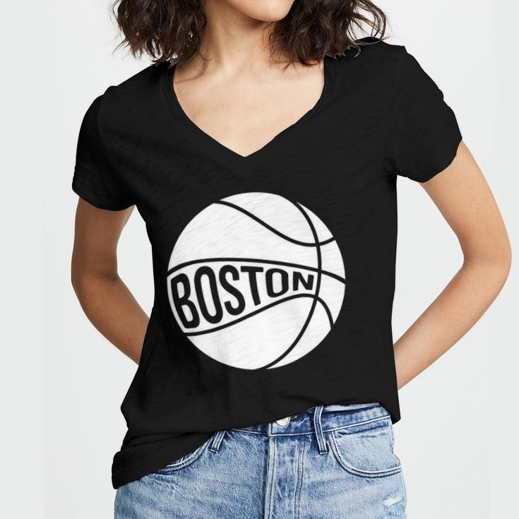 Boston Retro City Massachusetts State Basketball Women V-Neck T-Shirt