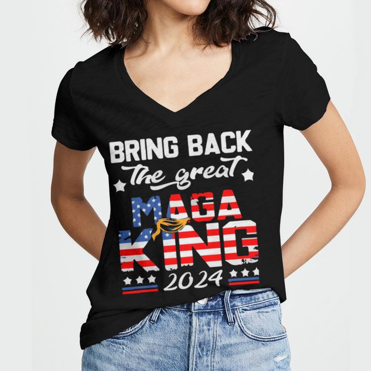 Bring Back The Great Maga King 2024 4Th Of July Trump 2024T President Trump Tee Republican Anti Biden Women V-Neck T-Shirt