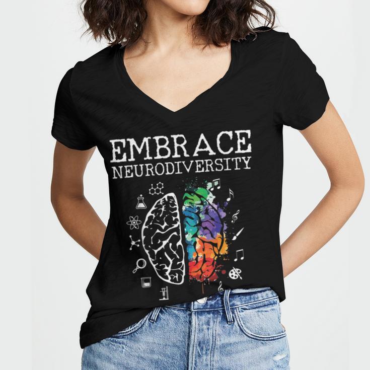 Embrace Neurodiversity Funny V5 Women V-Neck T-Shirt