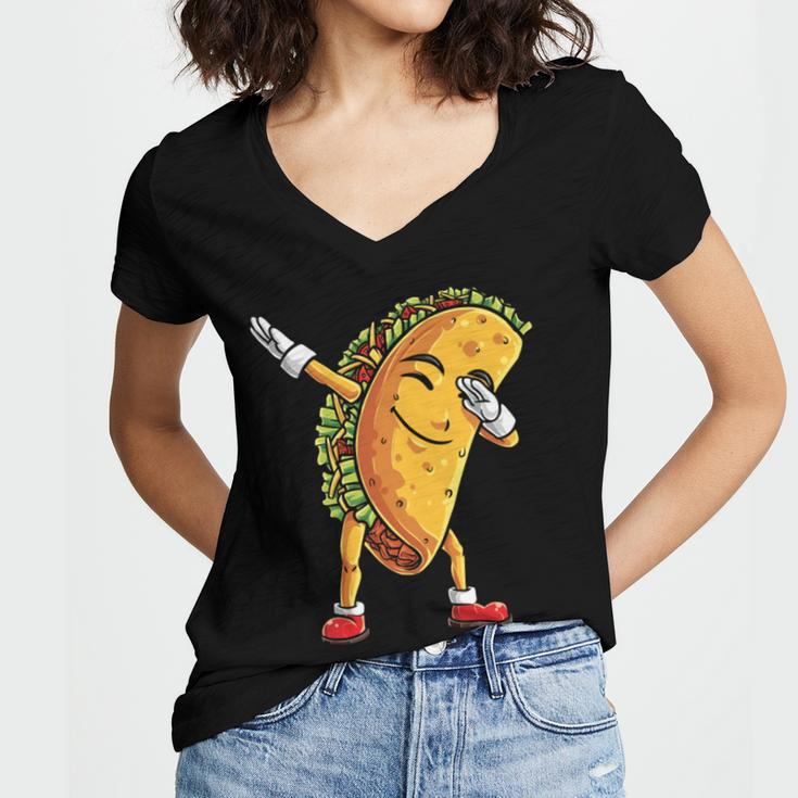 Funny Dabbing Taco Cinco De May Mexican Food V5 Women V-Neck T-Shirt