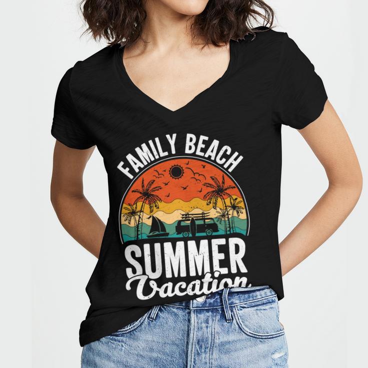 Funny Enjoy The Summer Family Beach Summer Vacation Women V-Neck T-Shirt