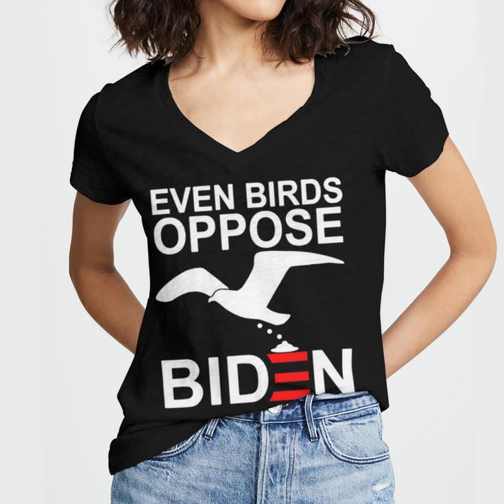 Funny Even Birds Oppose Biden Women V-Neck T-Shirt