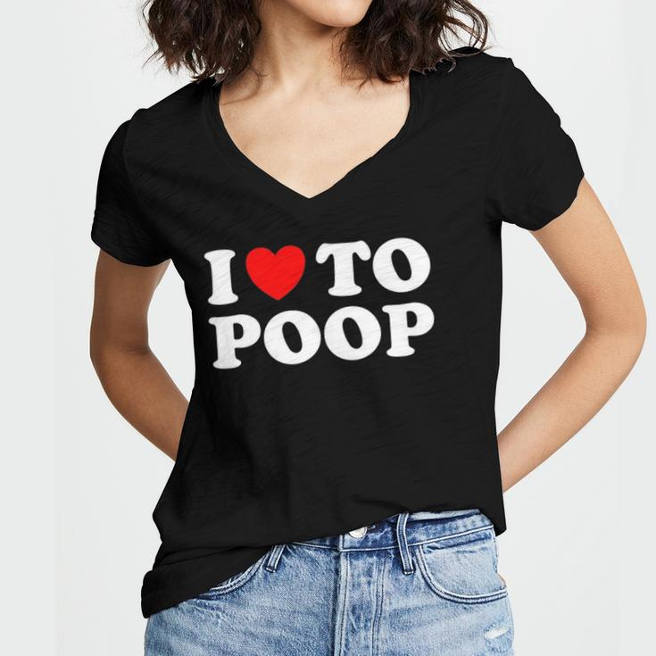 Funny Red Heart I Love To Poop Women V-Neck T-Shirt