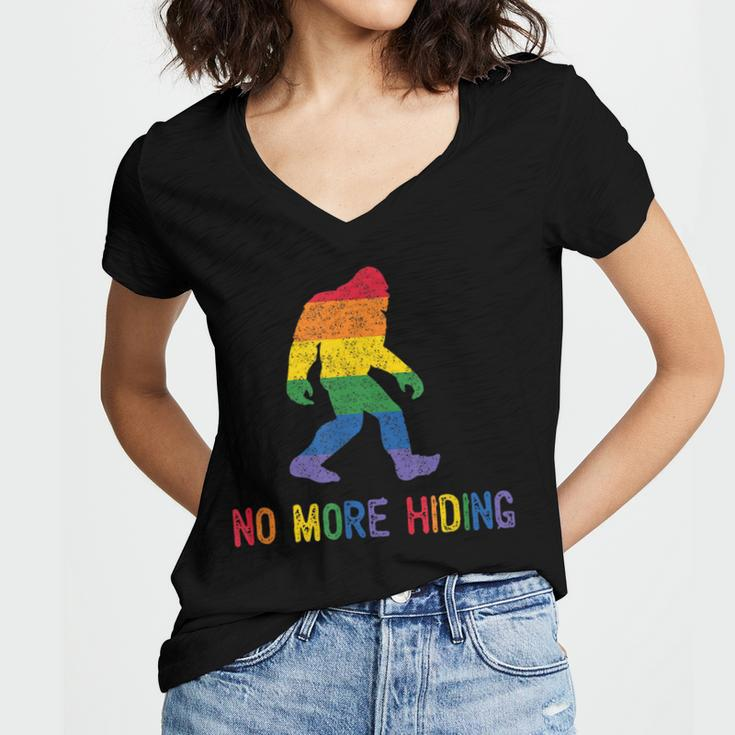 Gay Pride Support - Sasquatch No More Hiding - Lgbtq Ally Women V-Neck T-Shirt