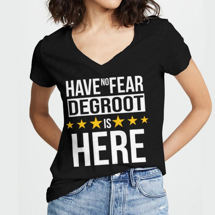 Have No Fear Degroot Is Here Name Women V-Neck T-Shirt