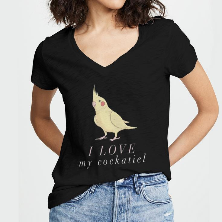 I Love My Cockatiel - Cockatiel Parrot Women V-Neck T-Shirt