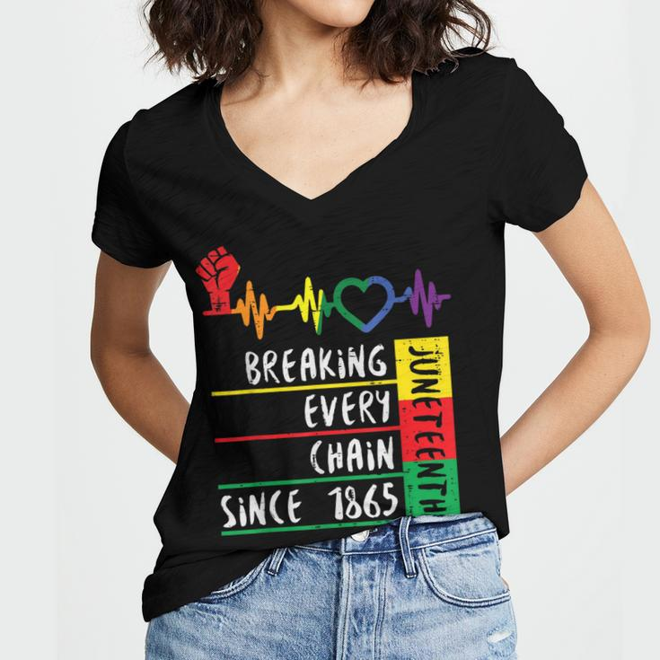 Juneteenth Breaking Every Chain Since 1865 Women V-Neck T-Shirt