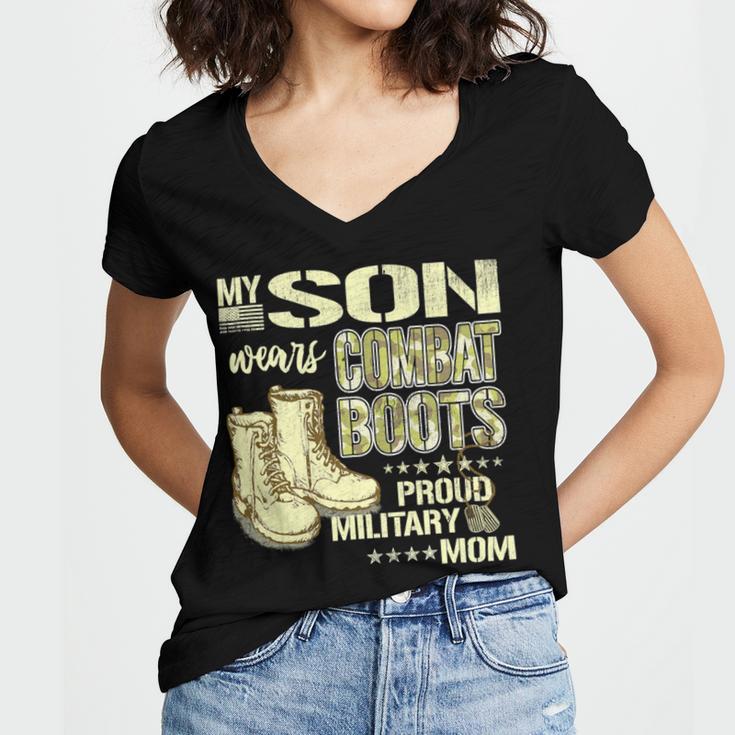 My Son Wears Combat Boots Proud 691 Shirt Women V-Neck T-Shirt