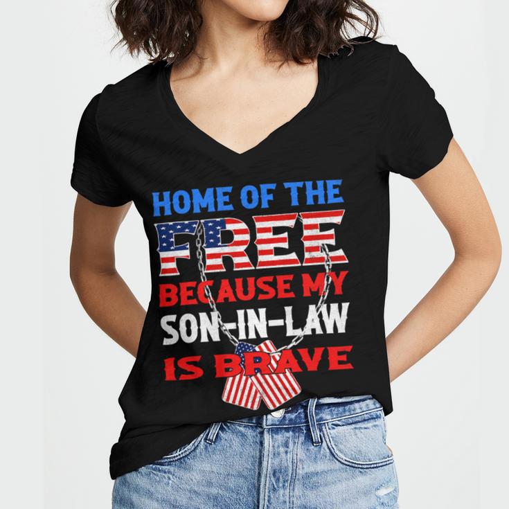 My Soninlaw Is Brave Home Of The Free 687 Shirt Women V-Neck T-Shirt