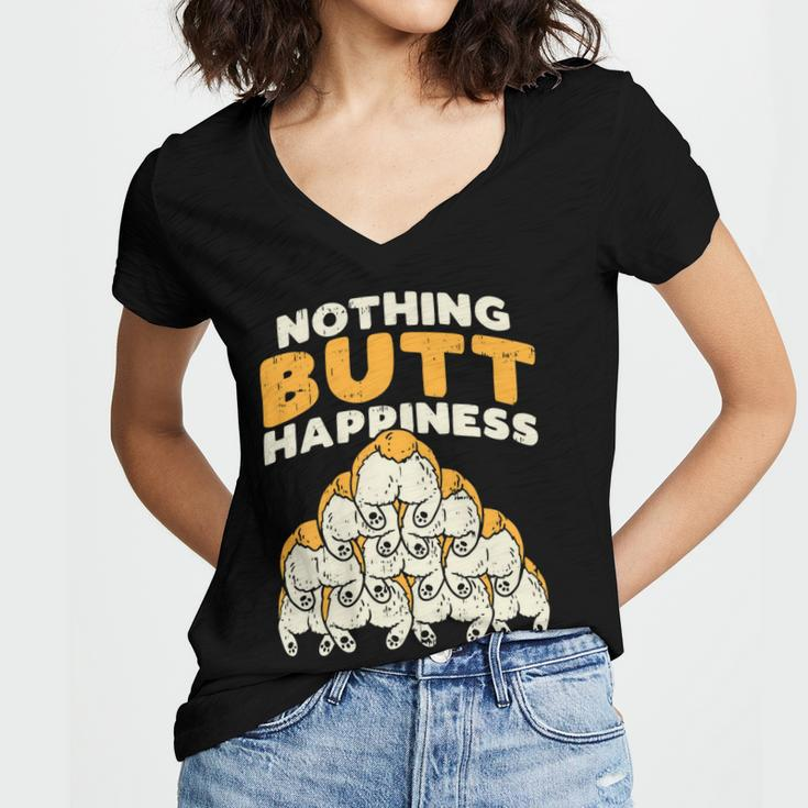 Nothing Butt Happiness Funny Welsh Corgi Dog Pet Lover Gift V2 Women V-Neck T-Shirt