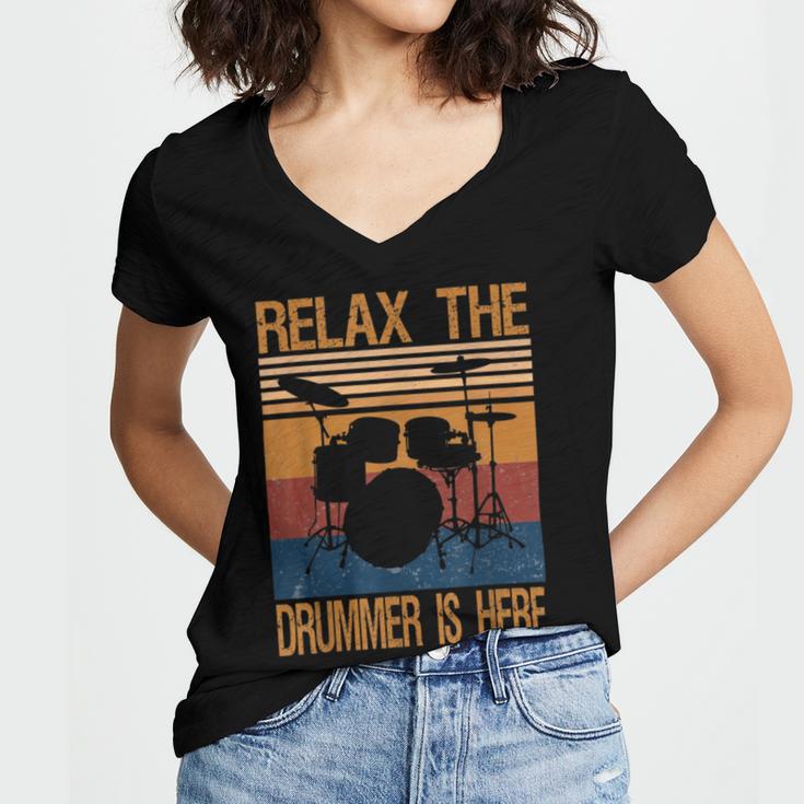 Relax The Drummer Here Women V-Neck T-Shirt