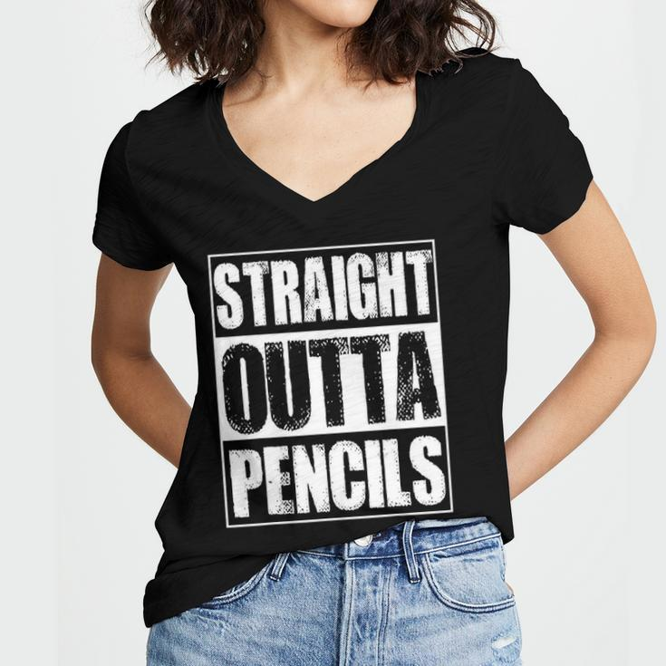 Vintage Straight Outta Pencils Gift Women V-Neck T-Shirt