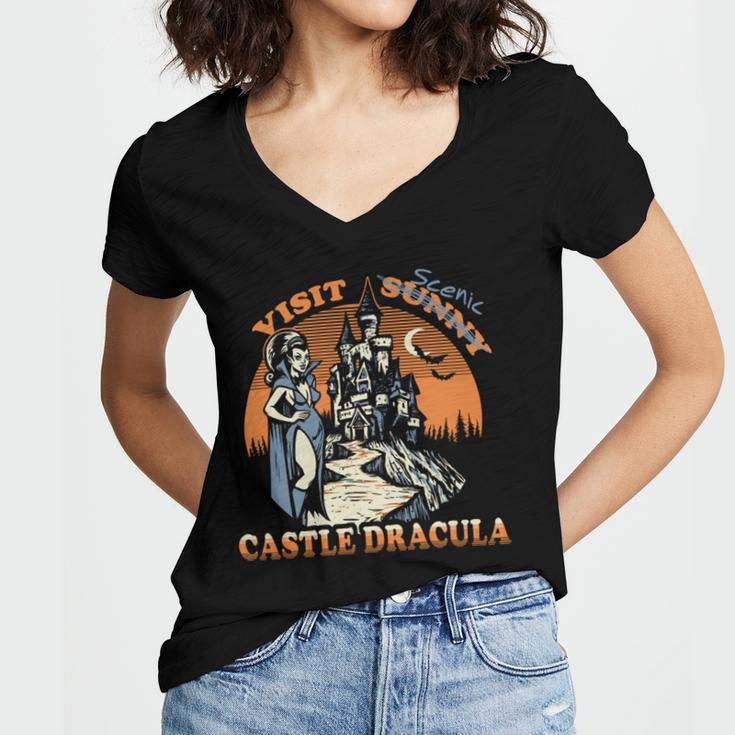 Visit Scenic Castle Dracula 220 Trending Shirt Women V-Neck T-Shirt