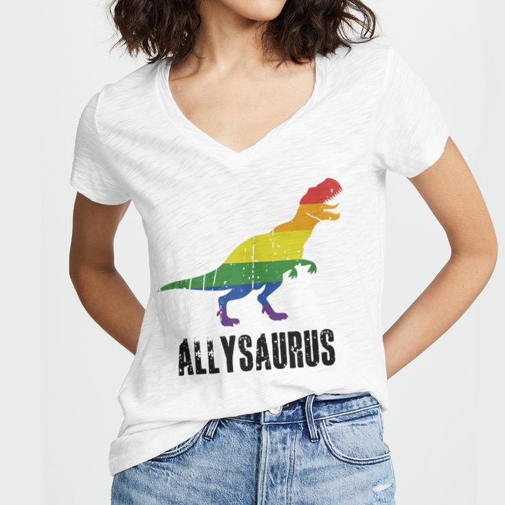 Allysaurus Ally Pride Gay Pride Lgbt Allysaurus Women V-Neck T-Shirt