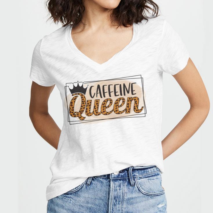 Caffeine Queen Graphic Shirt Design Women V-Neck T-Shirt