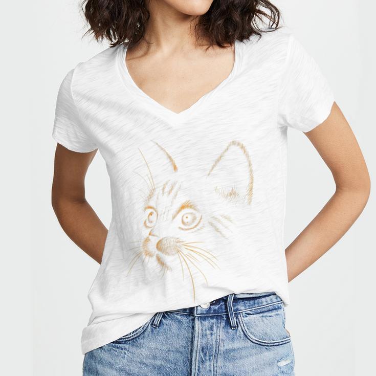 Cat Got Your Soul V2 Women V-Neck T-Shirt